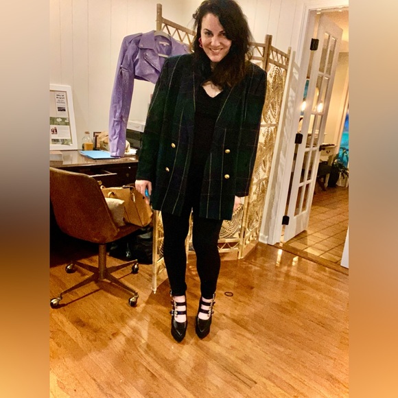 Vintage Authentic Escada Green Plaid Tartan Blazer Size 42 Mad OG Status - Picture 14 of 15